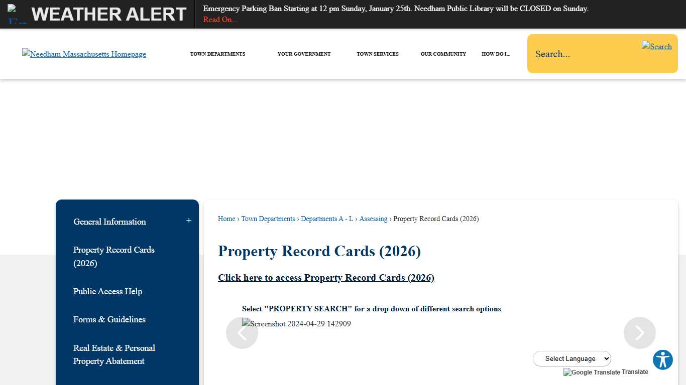 Property Record Cards (2026) Needham, MA